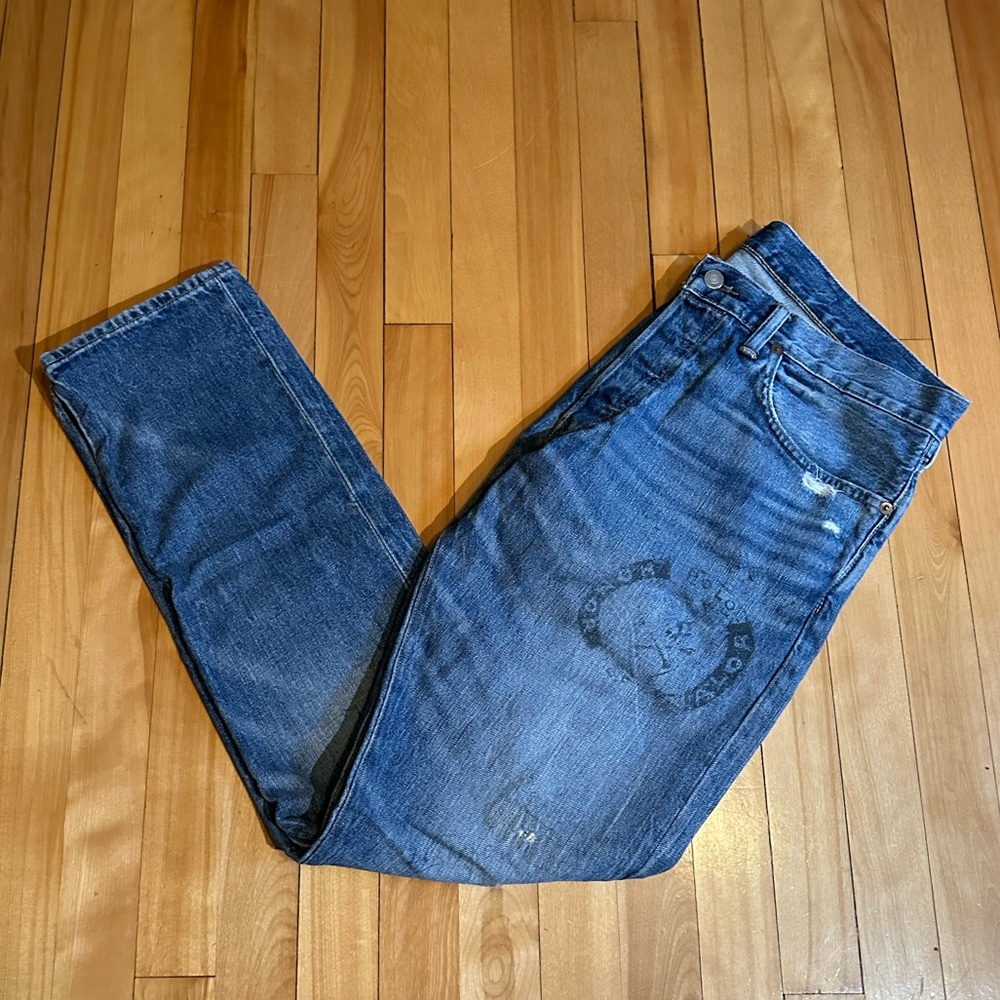 Polo Ralph Lauren Sullivan Slim Varsity P Collegiate Patch Jeans 35x32